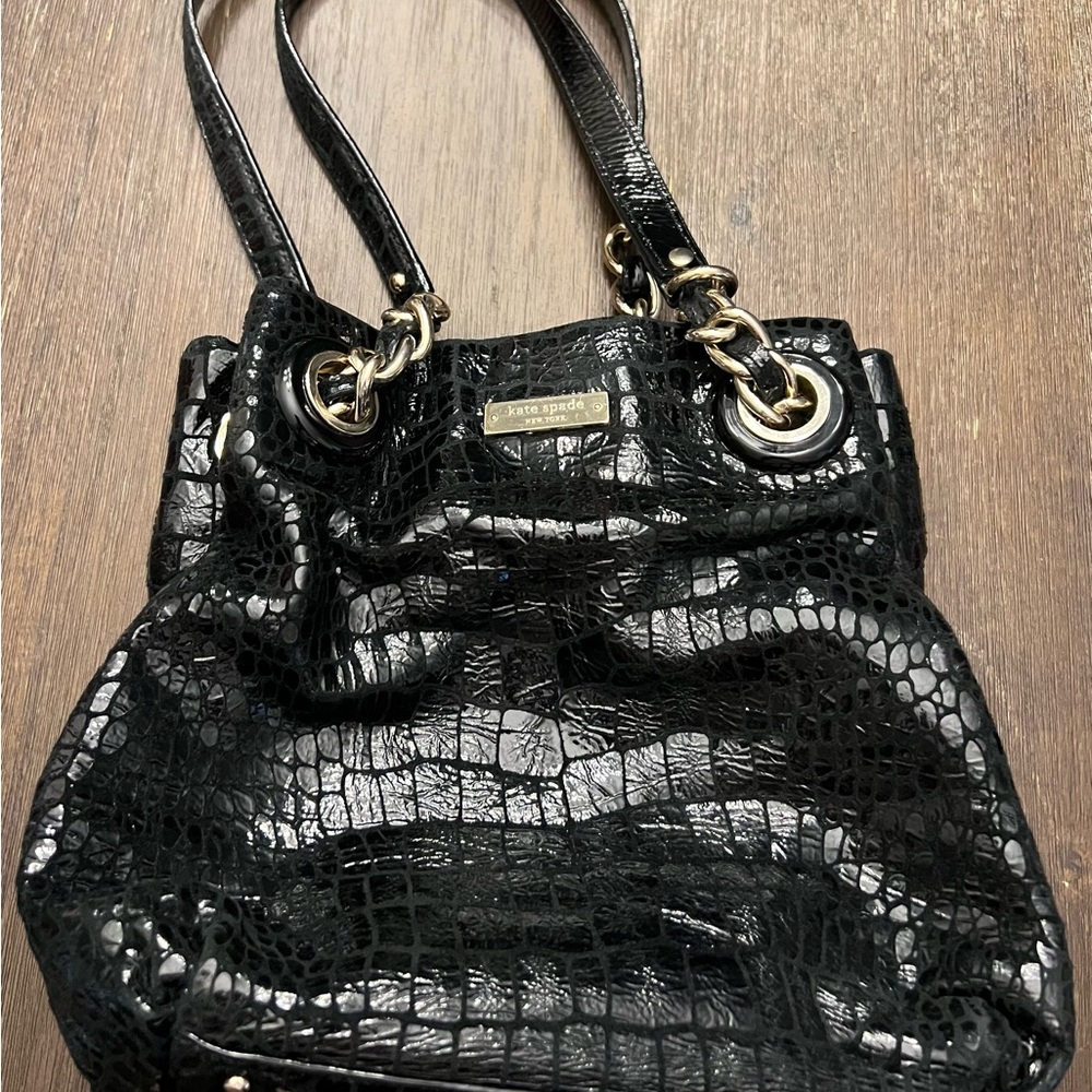 EUC Black Crocodile Pattern Leather Kate Spade Bag